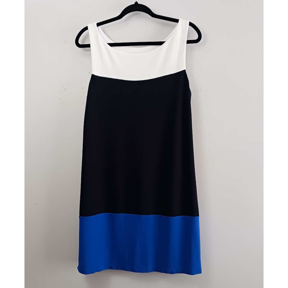 Bailey 44 Mini Dress Women Size L Blue Color Block Sleeveless Lined Cocktail